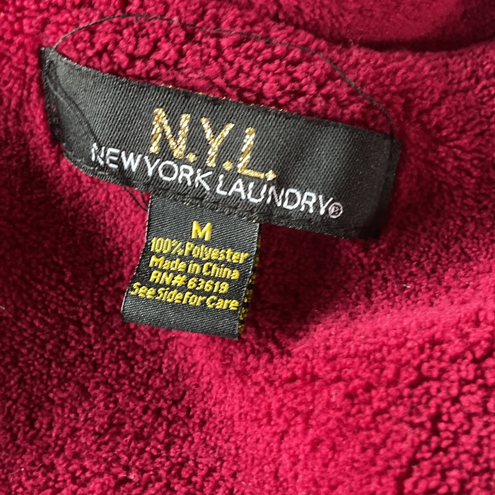 New York laundry Vest Jacket Reversible Deep Red Fleece Fair Isle Preppy consign - Picture 7 of 10